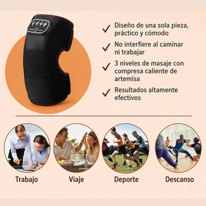 Rodillera Eléctrica Térmica y Masajeadora 6 en 1 – Alivio Inmediato del Dolor y Recuperación Muscular (Edición Inalámbrica)
